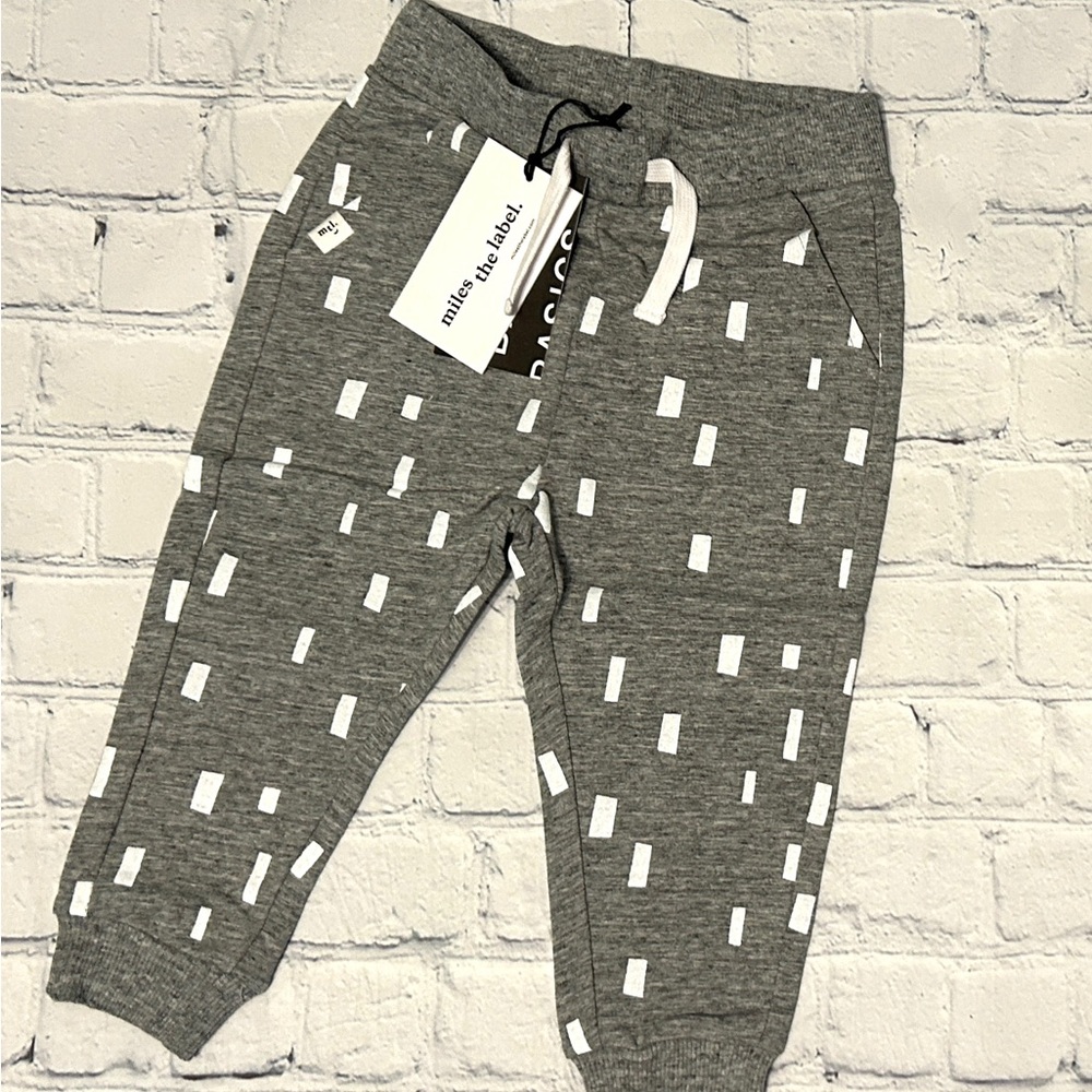 Miles the Label Gray and White Tapered Joggers (18 Mos)
